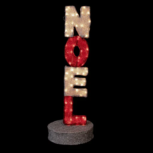 Clearance 39" Lighted Red and Silver Noel Outdoor Christmas Sign Decoration Yard Signs