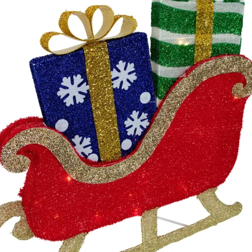 Outlet 59" Lighted Reindeer with Sleigh Christmas Decoration Animals