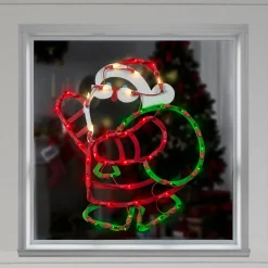 Clearance 17.5" Lighted Santa Claus with Gift Sack Outdoor Christmas Window Silhouette Window