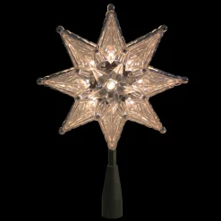 Outlet 8" Lighted Silver and Clear Mosaic Star Christmas Tree Topper - Clear Lights Stars