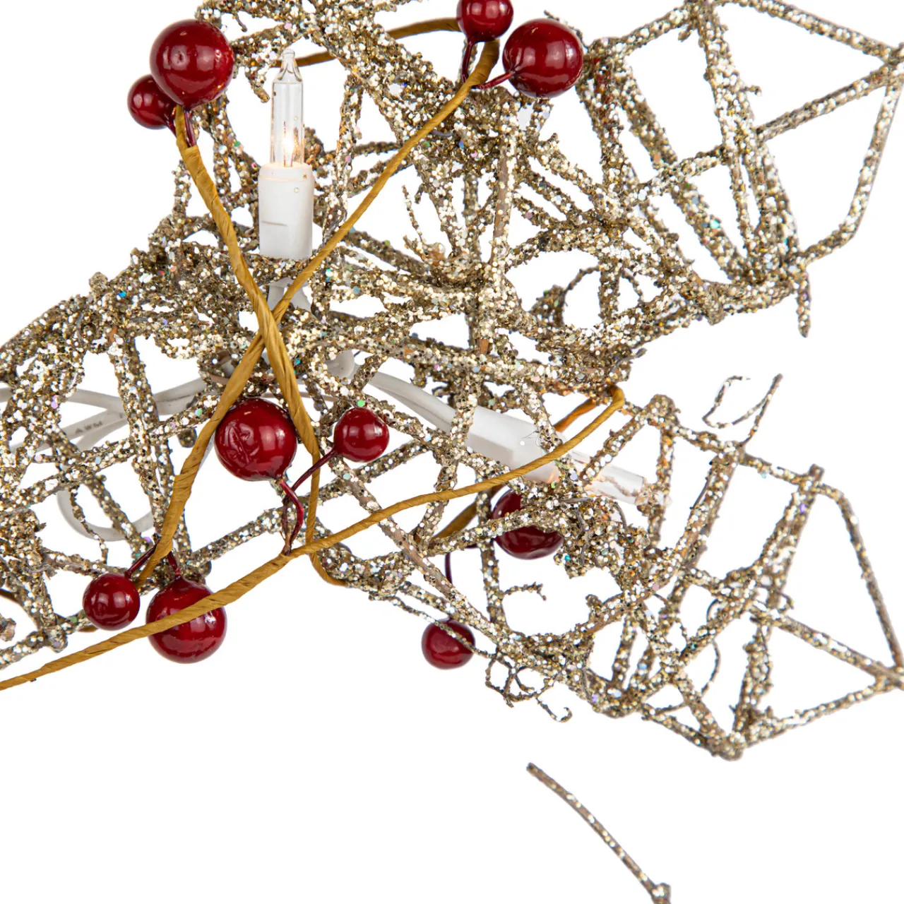 19" Lighted Silver Glittered Berry Rattan Snowflake Christmas Window Decoration Window