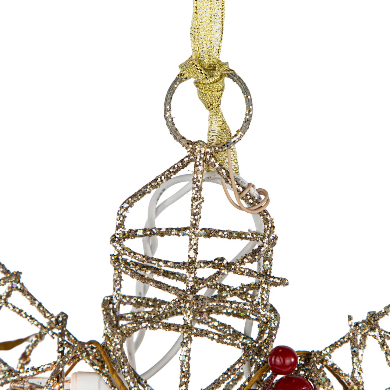 19" Lighted Silver Glittered Berry Rattan Snowflake Christmas Window Decoration Window