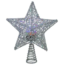 Discount 13" Lighted Silver Star with Rotating Projector Christmas Tree Topper - Multicolor LED Lights Stars