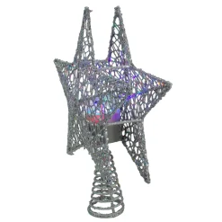 Discount 13" Lighted Silver Star with Rotating Projector Christmas Tree Topper - Multicolor LED Lights Stars