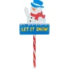 Clearance 28.5" Lighted Snowman 'LET IT SNOW' Christmas Lawn Stake - Clear Lights Lawn Stakes