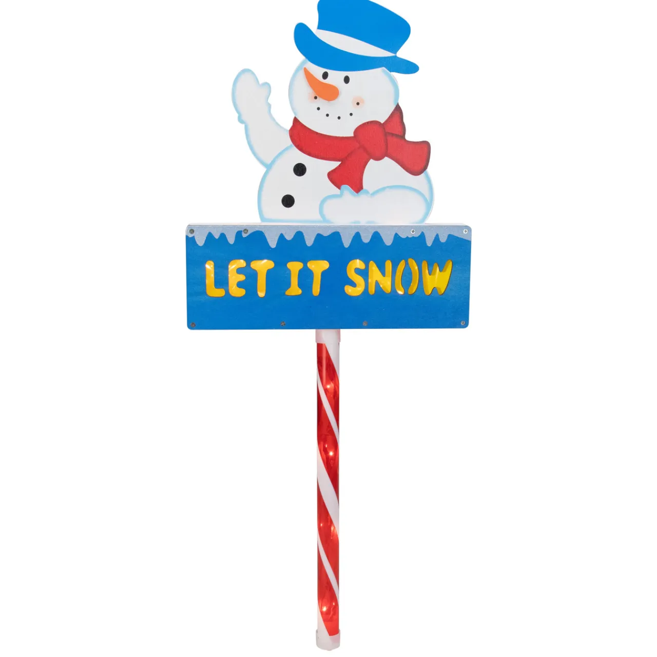 Clearance 28.5" Lighted Snowman 'LET IT SNOW' Christmas Lawn Stake - Clear Lights Lawn Stakes