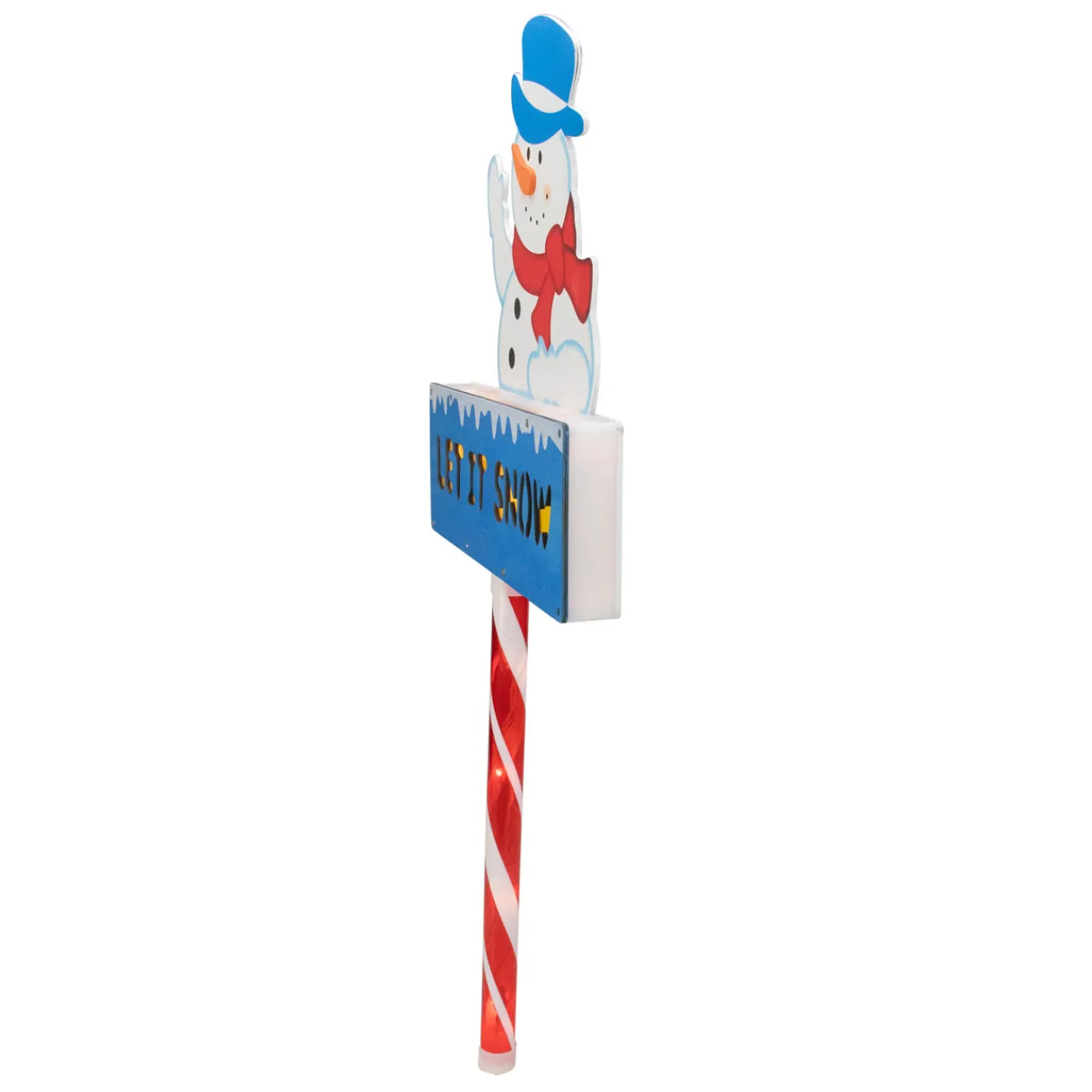 Clearance 28.5" Lighted Snowman 'LET IT SNOW' Christmas Lawn Stake - Clear Lights Lawn Stakes