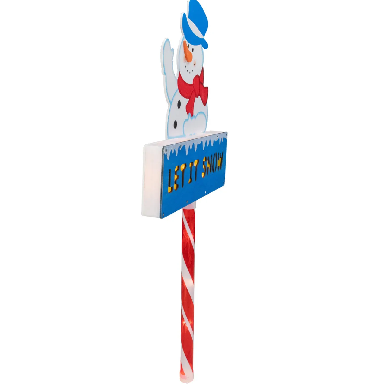 Clearance 28.5" Lighted Snowman 'LET IT SNOW' Christmas Lawn Stake - Clear Lights Lawn Stakes