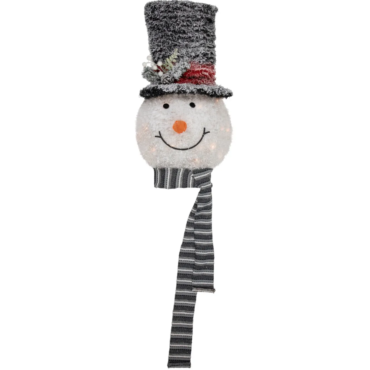 Hot 25" Lighted Snowman with Black Frosted Top Hat Christmas Tree Topper Stars