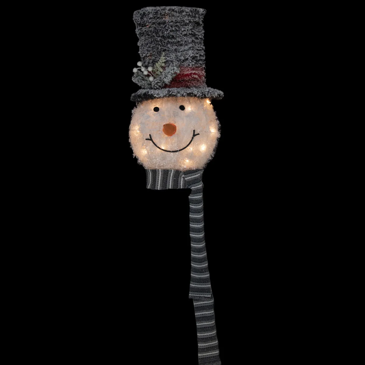 Hot 25" Lighted Snowman with Black Frosted Top Hat Christmas Tree Topper Stars