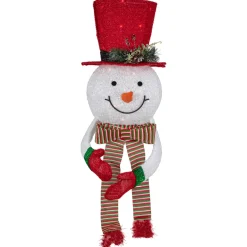 Clearance 21.5" Lighted Snowman with Red Top Hat Christmas Tree Topper Stars