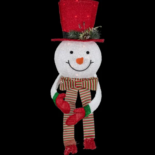Clearance 21.5" Lighted Snowman with Red Top Hat Christmas Tree Topper Stars