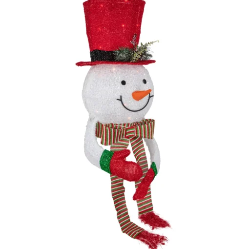 Clearance 21.5" Lighted Snowman with Red Top Hat Christmas Tree Topper Stars