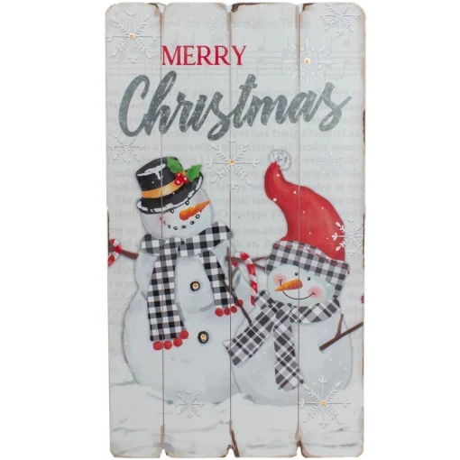 Outlet 19" Lighted Snowmen 'Merry Christmas' Wall Decor Door