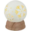 6.5" Lighted White and Brown Globe with Snowflakes Snow Globes