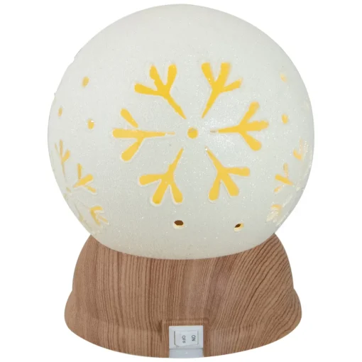 6.5" Lighted White and Brown Globe with Snowflakes Snow Globes