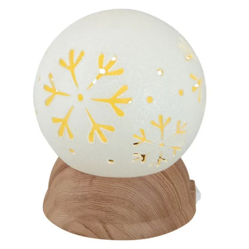 6.5" Lighted White and Brown Globe with Snowflakes Snow Globes