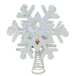 Outlet 12" Lighted White Snowflake Christmas Tree Topper - Multicolor Lights Stars