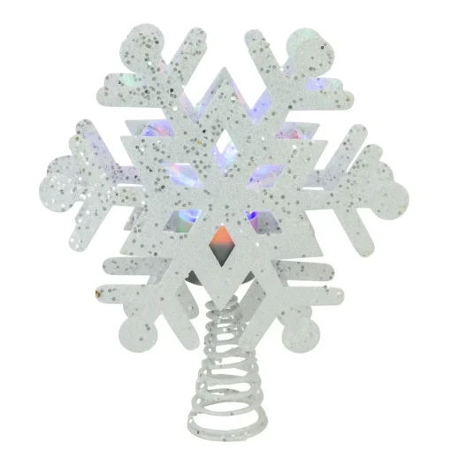 Outlet 12" Lighted White Snowflake Christmas Tree Topper - Multicolor Lights Stars