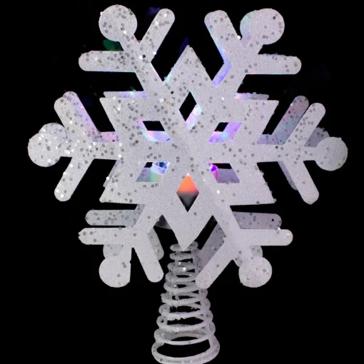 Outlet 12" Lighted White Snowflake Christmas Tree Topper - Multicolor Lights Stars