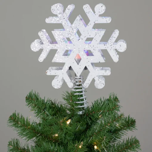 Outlet 12" Lighted White Snowflake Christmas Tree Topper - Multicolor Lights Stars