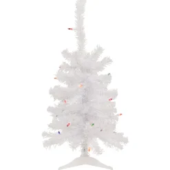 Discount 2' Lighted Woodbury White Pine Slim Artificial Christmas Tree, Multi Lights Pre-Lit