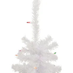 Discount 2' Lighted Woodbury White Pine Slim Artificial Christmas Tree, Multi Lights Pre-Lit