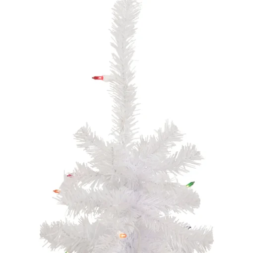 Discount 2' Lighted Woodbury White Pine Slim Artificial Christmas Tree, Multi Lights Pre-Lit