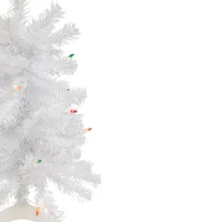 Discount 2' Lighted Woodbury White Pine Slim Artificial Christmas Tree, Multi Lights Pre-Lit