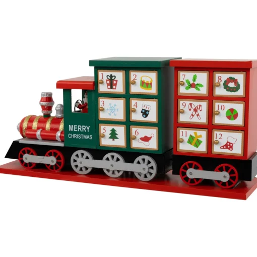 Best 16.5" Locomotive Train Wooden Christmas Advent Calendar Advent Calendars