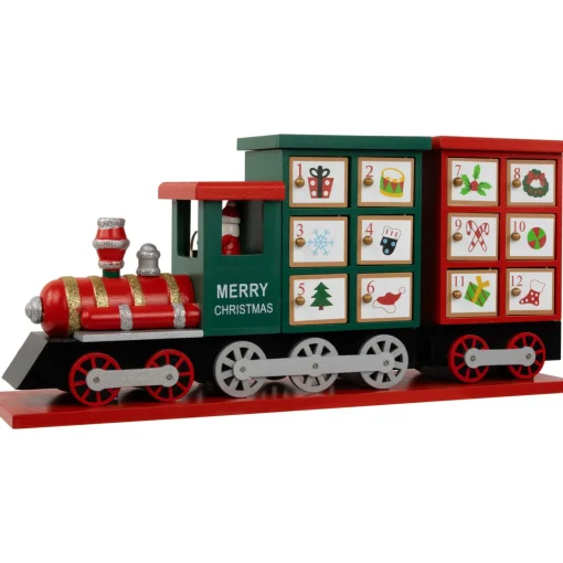 Best 16.5" Locomotive Train Wooden Christmas Advent Calendar Advent Calendars