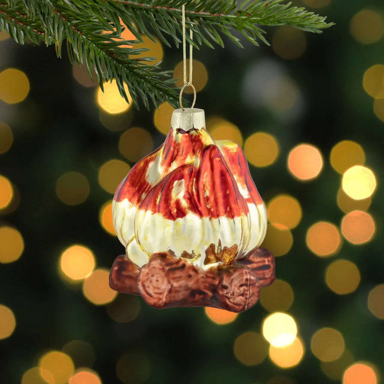Best 2.75" Log Campfire Glass Christmas Ornament Novelty