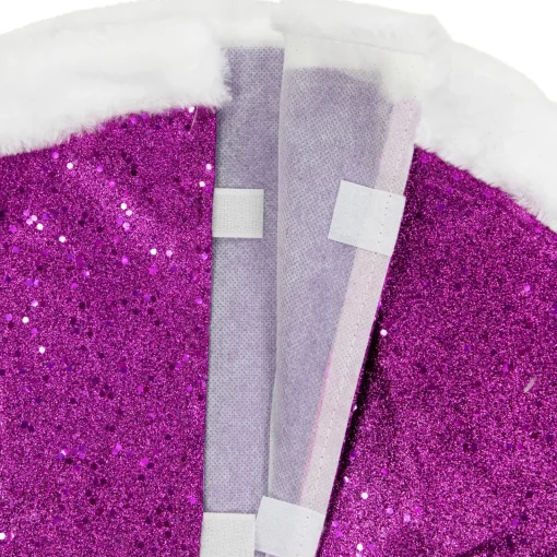New 20" Magenta Glittered Mini Christmas Tree Skirt with White Fur Trim Cloth|Metal