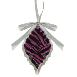 Best 5.75" Magenta Pink and Gray Glittered Diamond Prism Christmas Ornament Finials|Pendants
