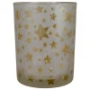 Best 5" Matte Silver and Gold Stars and Snowflakes Flameless Glass Candle Holder Candle Holders