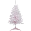 Clearance 3' Medium Flocked Madeline Pink Spruce Artificial Christmas Tree, Unlit Unlit