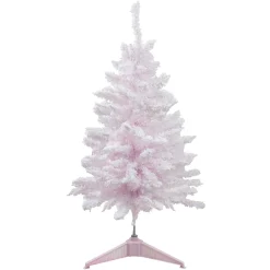 Clearance 3' Medium Flocked Madeline Pink Spruce Artificial Christmas Tree, Unlit Unlit