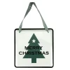 8" Merry Christmas Metal Wall Sign with Green Check Ribbon Wall