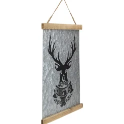 Sale 16” Merry Christmas Reindeer Galvanized Sheet Metal Hanging Wall Sign Wall