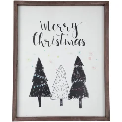 Outlet 19.5" Merry Christmas with Holiday Trees Wall Sign Wall