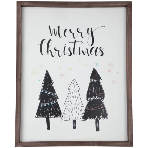 Outlet 19.5" Merry Christmas with Holiday Trees Wall Sign Wall