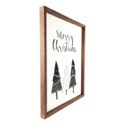 Outlet 19.5" Merry Christmas with Holiday Trees Wall Sign Wall
