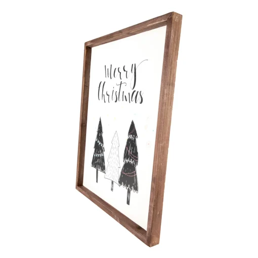 Outlet 19.5" Merry Christmas with Holiday Trees Wall Sign Wall
