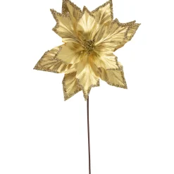 Sale 24" Metallic Gold Sequin Poinsettia Christmas Stem Spray Sprays, Picks & Branches