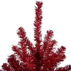 6' Metallic Red Tinsel Artificial Christmas Tree - Unlit Unlit