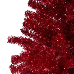 6' Metallic Red Tinsel Artificial Christmas Tree - Unlit Unlit