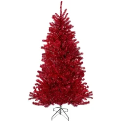 Online 7' Metallic Red Tinsel Artificial Christmas Tree - Unlit Unlit