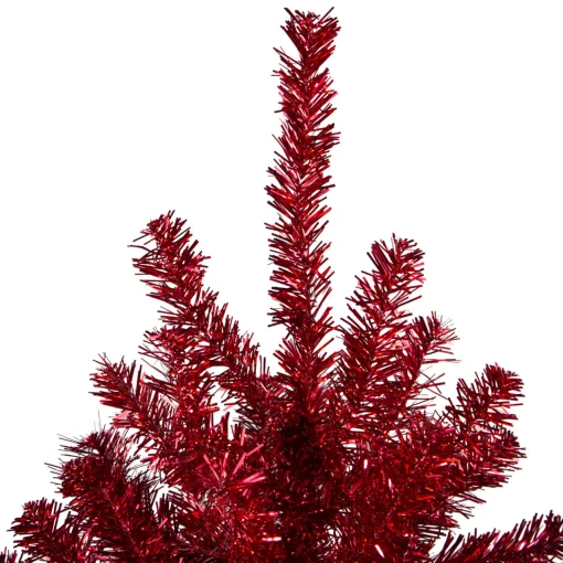 Online 7' Metallic Red Tinsel Artificial Christmas Tree - Unlit Unlit
