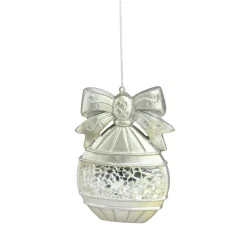 New 4" Metallic Silver Mosaic Glass Disk Christmas Ornament Disk Ornaments