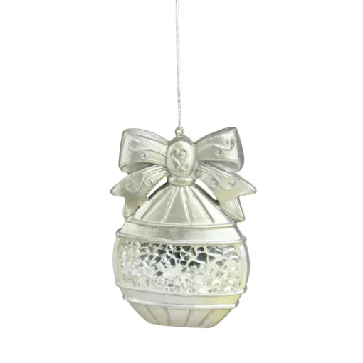 New 4" Metallic Silver Mosaic Glass Disk Christmas Ornament Disk Ornaments